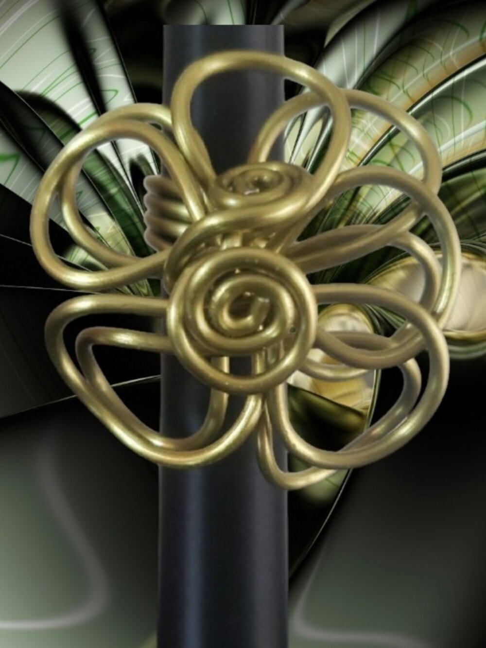 Bold Golden Lime Green Wire Flower Statement Ring ✨Size: 6.5✨ NWOT - Picture 11 of 12
